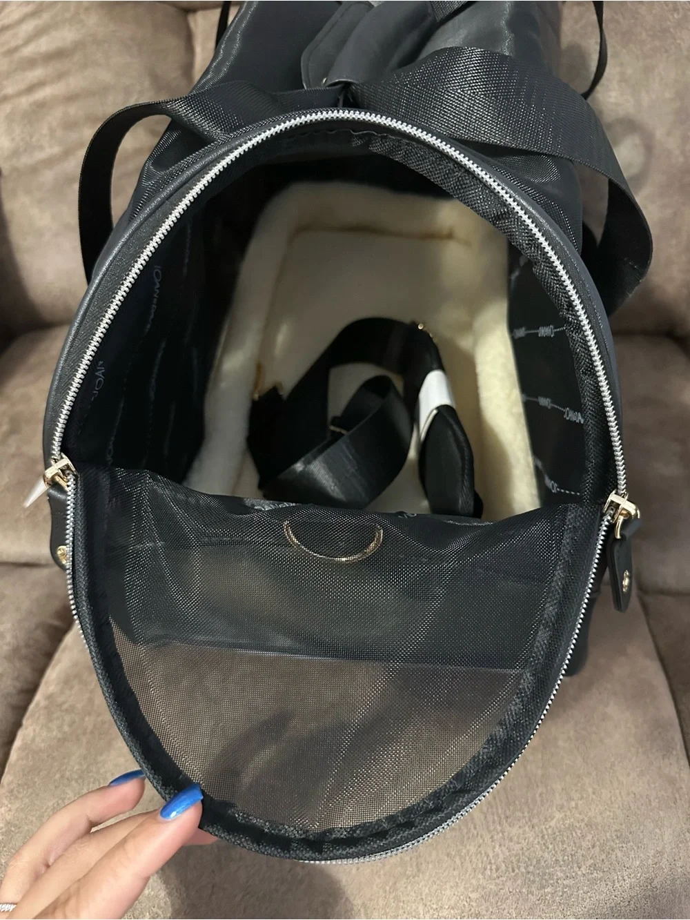 Joan & David Black Quilted Pet Carrier